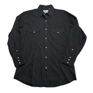 Vintage Western Diamond A Ranchwear Black Long Sleeve Pearl Snap- Men’s Size L